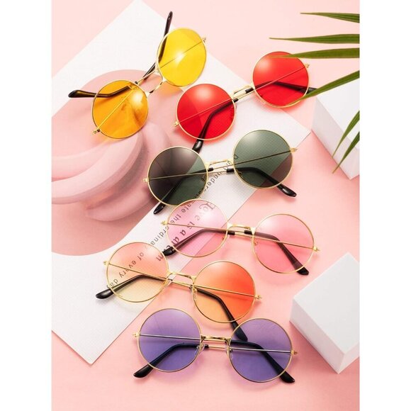 12 Pairs Vintage Round Sunglasses Women Men Tinted Lenses Hipster Eyewear main image 6